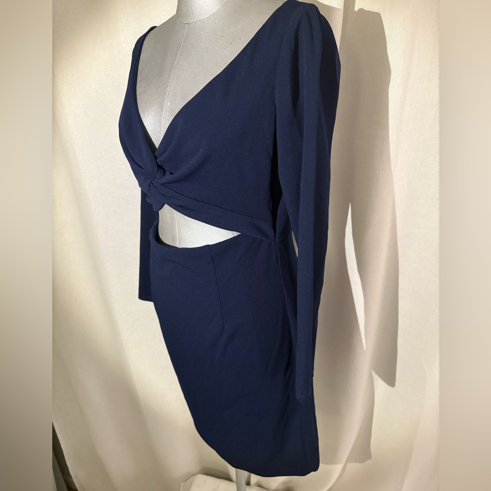 Dress The Population Jade Cut Out Long Sleeves  Cocktail Mini Dress Navy large - Picture 8 of 11